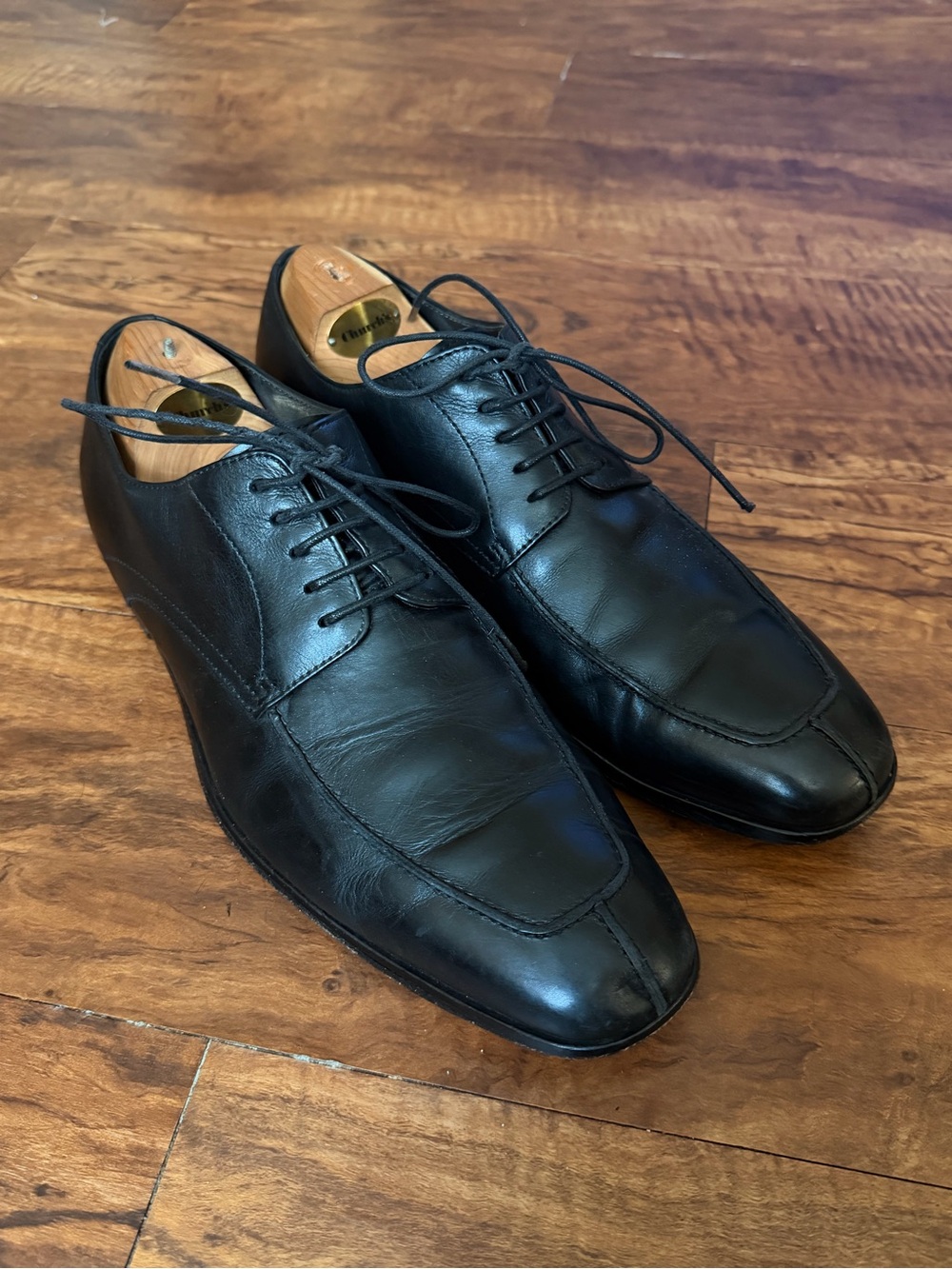 Hugo Boss Black Leather Lace Up Apron Toe Oxfords Size US 9.5